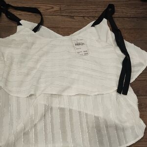 Women's White and Black Strappy Top